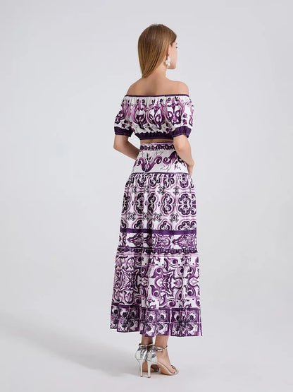 Set Gonna lunga e top stampa maiolica 
Multicolore da Donna