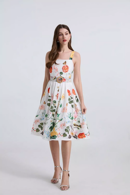 Vestito Abito Donna
Elegante Longuette
Morbido Beige Fiori
